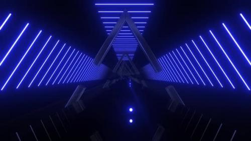 Videohive - 4k Blue Rotate Triangle Neon Background 2 - 38318918 - 38318918