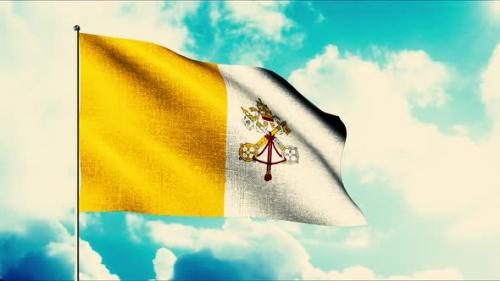 Videohive - The Flag of the Vatican on a Blue Sky Background - 38330036 - 38330036