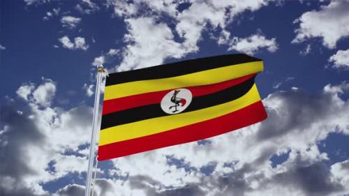 Videohive - Uganda Flag With Sky 4k - 38300677 - 38300677