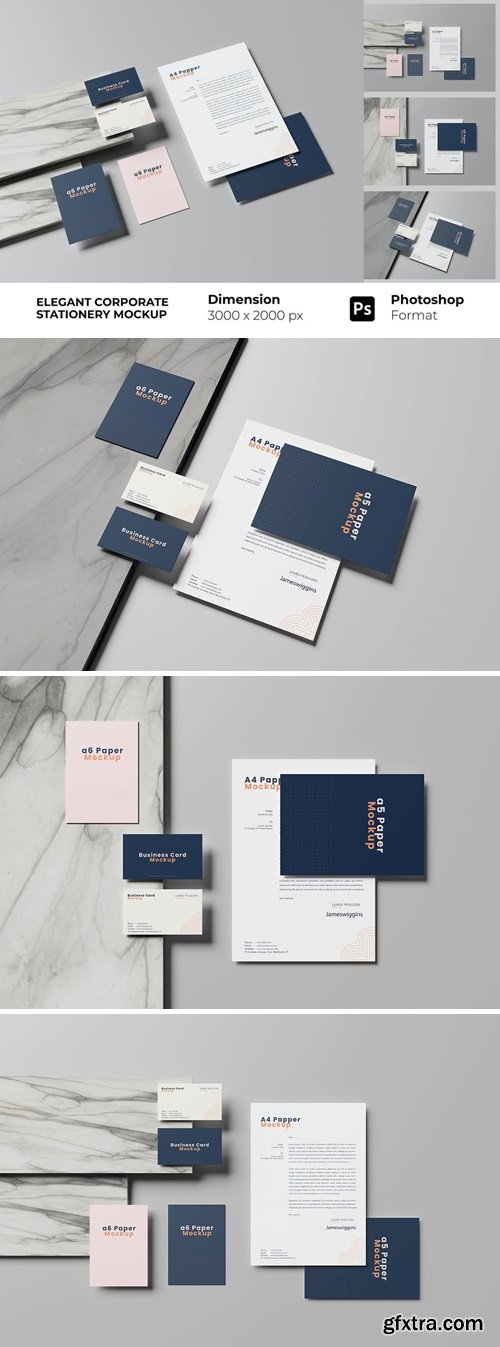 Elegant Corporate Stationery Mockup T7KEA5N