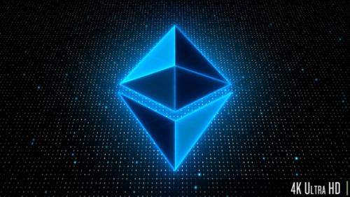 Videohive - 4K Glowing Ethereum Cryptocurrency Digital Data Background - 38421350 - 38421350