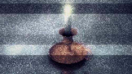 Videohive - Rotating Candle In Glitchy Bad Distorted Tv Noise Hd - 38424971 - 38424971