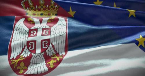 Videohive - Serbia and EU flag waving loop - 38443681 - 38443681