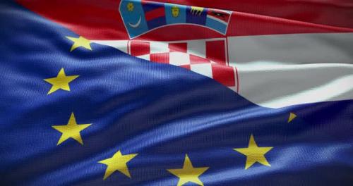 Videohive - Croatia and EU waving flag animation - 38453192 - 38453192