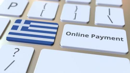 Videohive - Online Payment Text and Flag of Greece on the Keys - 38388352 - 38388352