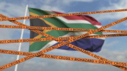 Videohive - Caution Biohazard Tape with Flag of South Africa - 38412935 - 38412935