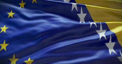 Videohive - Bosnia and Herzegovina and EU waving flag animation - 38453186 - 38453186