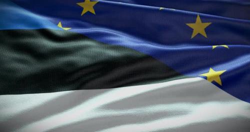 Videohive - Estonia and EU waving flag animation - 38453187 - 38453187