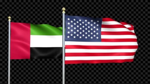 Videohive - United Arab Emirates And United States Two Countries Flags Waving - 38454228 - 38454228