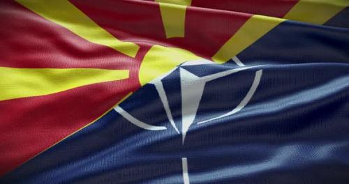 Videohive - North Macedonia and NATO waving flag animation - 38455144 - 38455144