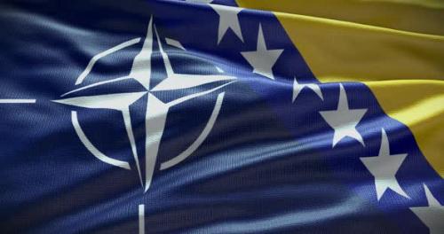 Videohive - Bosnia and Herzegovina and NATO waving flag animation 4K - 38455146 - 38455146