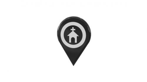 Videohive - Black Church Map Location 3D Pin Icon V10 - 38458275 - 38458275