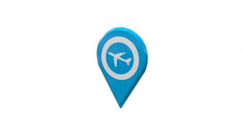 Videohive - Blue Airport Map Location 3D Pin Icon V11 - 38458276 - 38458276