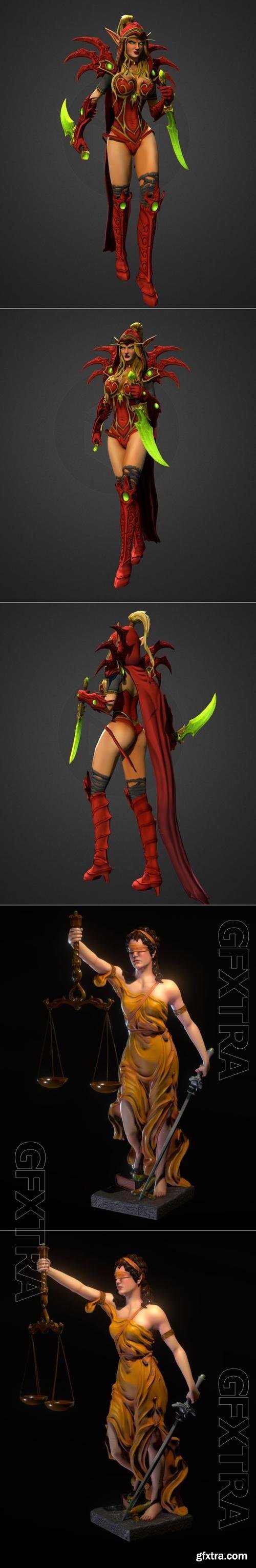 Valeera Sanguinar and Themis in color 3D Print Model 