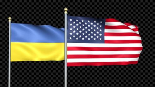 Videohive - Ukraine And United States Two Countries Flags Waving - 38454246 - 38454246