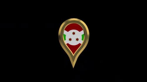 Videohive - Burundi Flag 3D Rotating Location Gold Pin Icon - 38455574 - 38455574