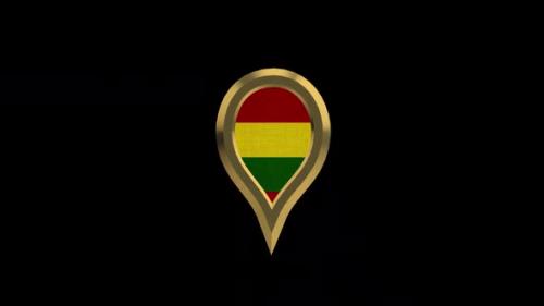 Videohive - Bolivia Flag 3D Rotating Location Gold Pin Icon - 38455579 - 38455579