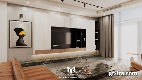 Sketchup Living Room – Kitchen Interior by Tran Tuan Anh