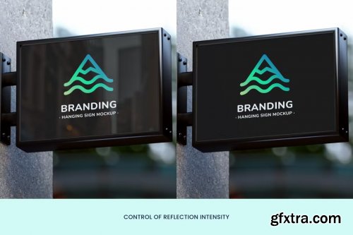 Hanging Wall Sign - Realistic Mockup