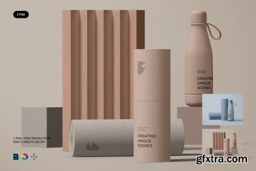 Matte Bottle and Paper Tube Mockups