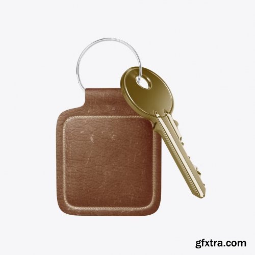 Leather Keychain with Key Mockup