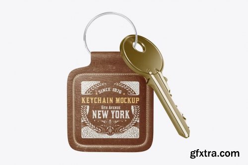 Leather Keychain with Key Mockup