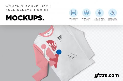 Girl Full Sleeve Crew Tee Mockups