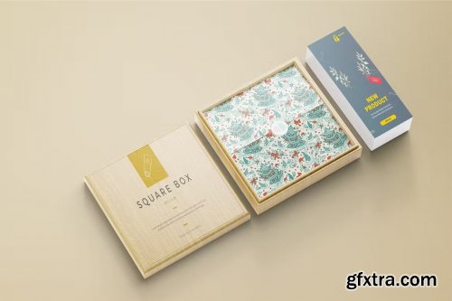 Wood Square Box Mockups