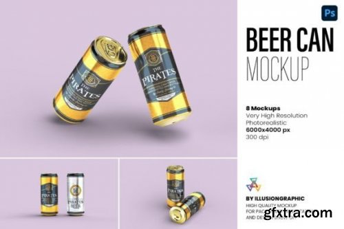  Beer Can Mockup - 8 Views