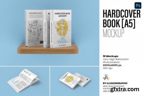  Hardcover Book Mockups - A5/5.8x8.3 Inch