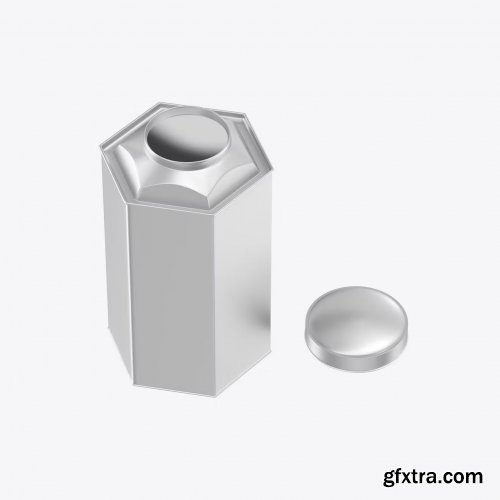 Heagonal Tea Tin Mockup