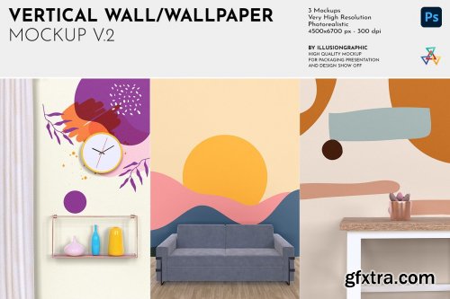 CreativeMarket - Vertical Wall/Wallpaper Mockup v.2 7263528