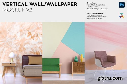 CreativeMarket - Vertical Wall/Wallpaper Mockup v.3 7265170