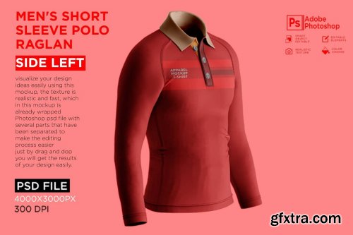 CreativeMarket - Men's Polo T-Shirt Raglan Mockup 7225853