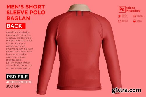 CreativeMarket - Men's Polo T-Shirt Raglan Mockup 7225853