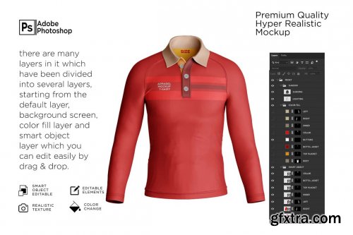 CreativeMarket - Men's Polo T-Shirt Raglan Mockup 7225853