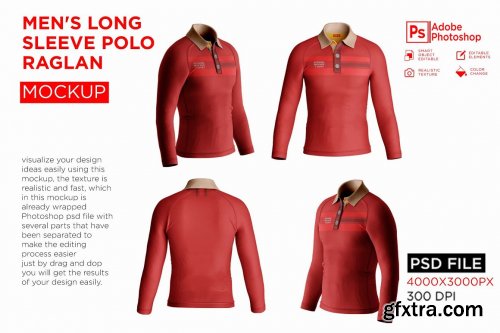 CreativeMarket - Men's Polo T-Shirt Raglan Mockup 7225853