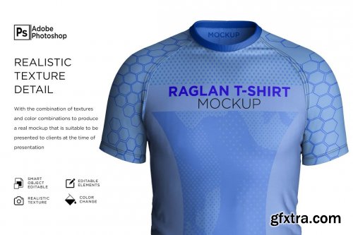 CreativeMarket - Men's Raglan Short Sleeve Mockup 7251313