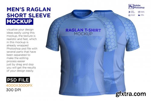 CreativeMarket - Men's Raglan Short Sleeve Mockup 7251313