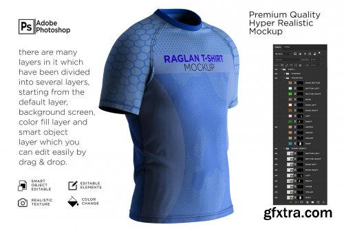 CreativeMarket - Men's Raglan Short Sleeve Mockup 7251313