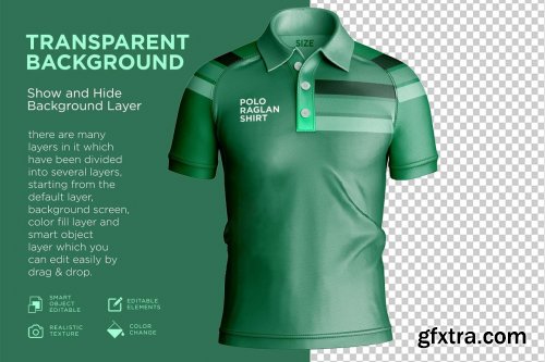 CreativeMarket - Men's Polo T-Shirt Raglan Mockup 7219705