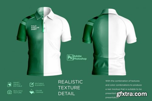 CreativeMarket - Men's Polo T-Shirt Raglan Mockup 7219705