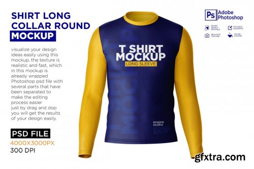 CreativeMarket - Shirt Long Collar Round Mockup 7251081