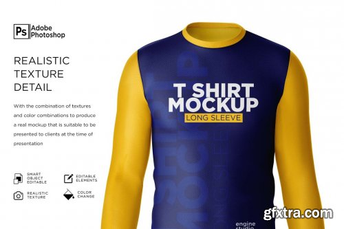 CreativeMarket - Shirt Long Collar Round Mockup 7251081