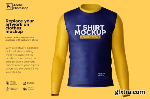 CreativeMarket - Shirt Long Collar Round Mockup 7251081