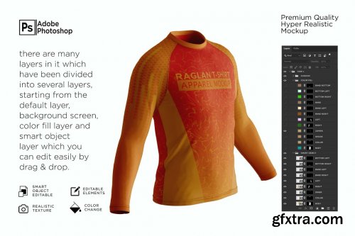 CreativeMarket - Men's Shirt Raglan Mockup 7257288