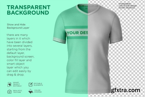 CreativeMarket - T-Shirt Round V-Neck Mockup 7250116