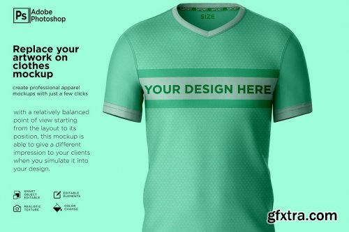 CreativeMarket - T-Shirt Round V-Neck Mockup 7250116