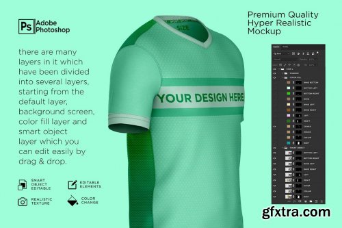 CreativeMarket - T-Shirt Round V-Neck Mockup 7250116