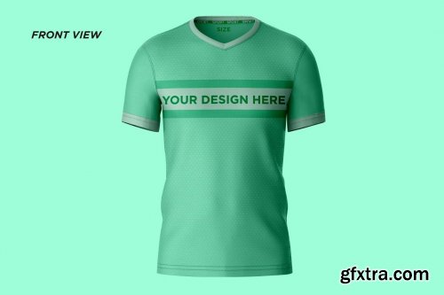 CreativeMarket - T-Shirt Round V-Neck Mockup 7250116